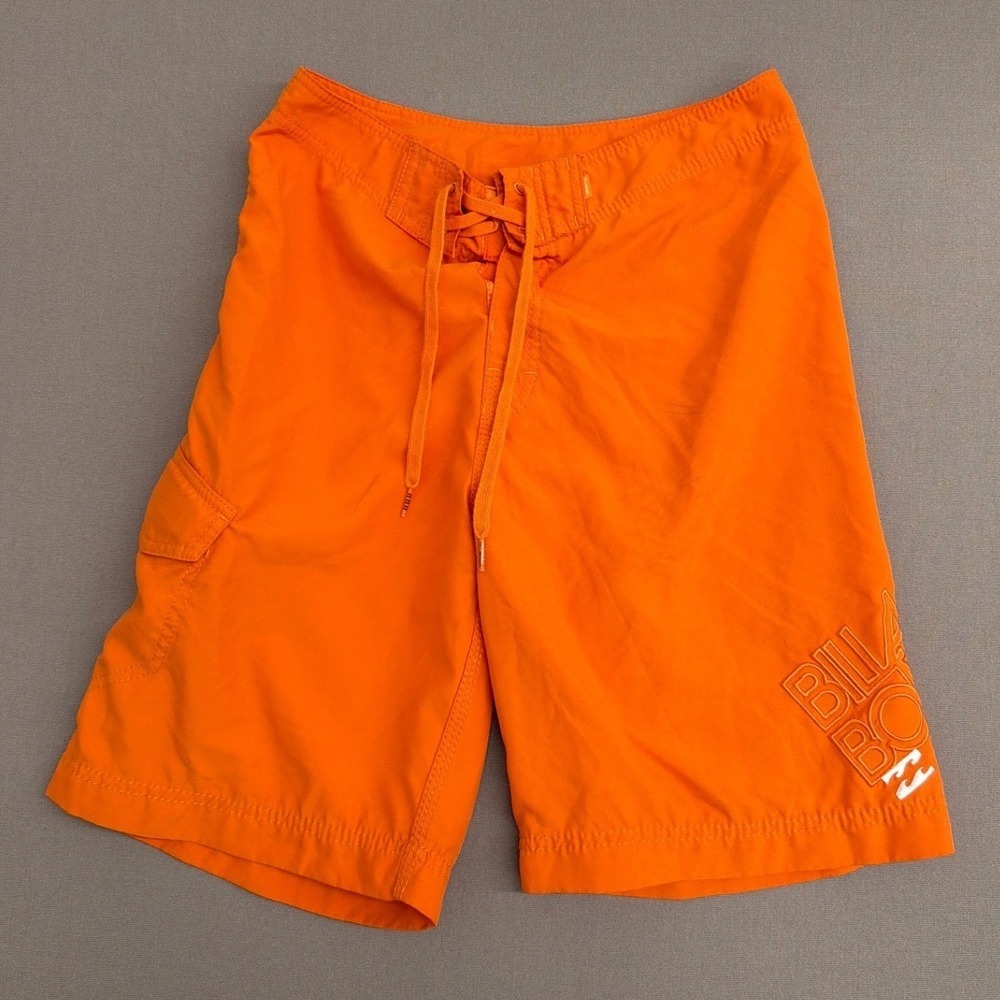 Billabong Mens Orange Board Shorts Size 29 Lace Up Cargo Pocket Swim Trunks